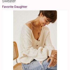 Favorite Daughter Ivory Cable-Knit Button Cardigan - the Lauren cardigan